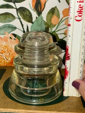 vintage clear Hemingray-45 glass insulator *GLOWS PINK*